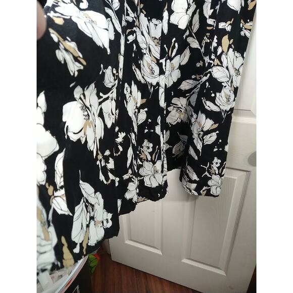 Emma James Woman 18 Skirt A Line Black Floral Linen Blend Maxi Side Zip Clasp - Picture 4 of 8